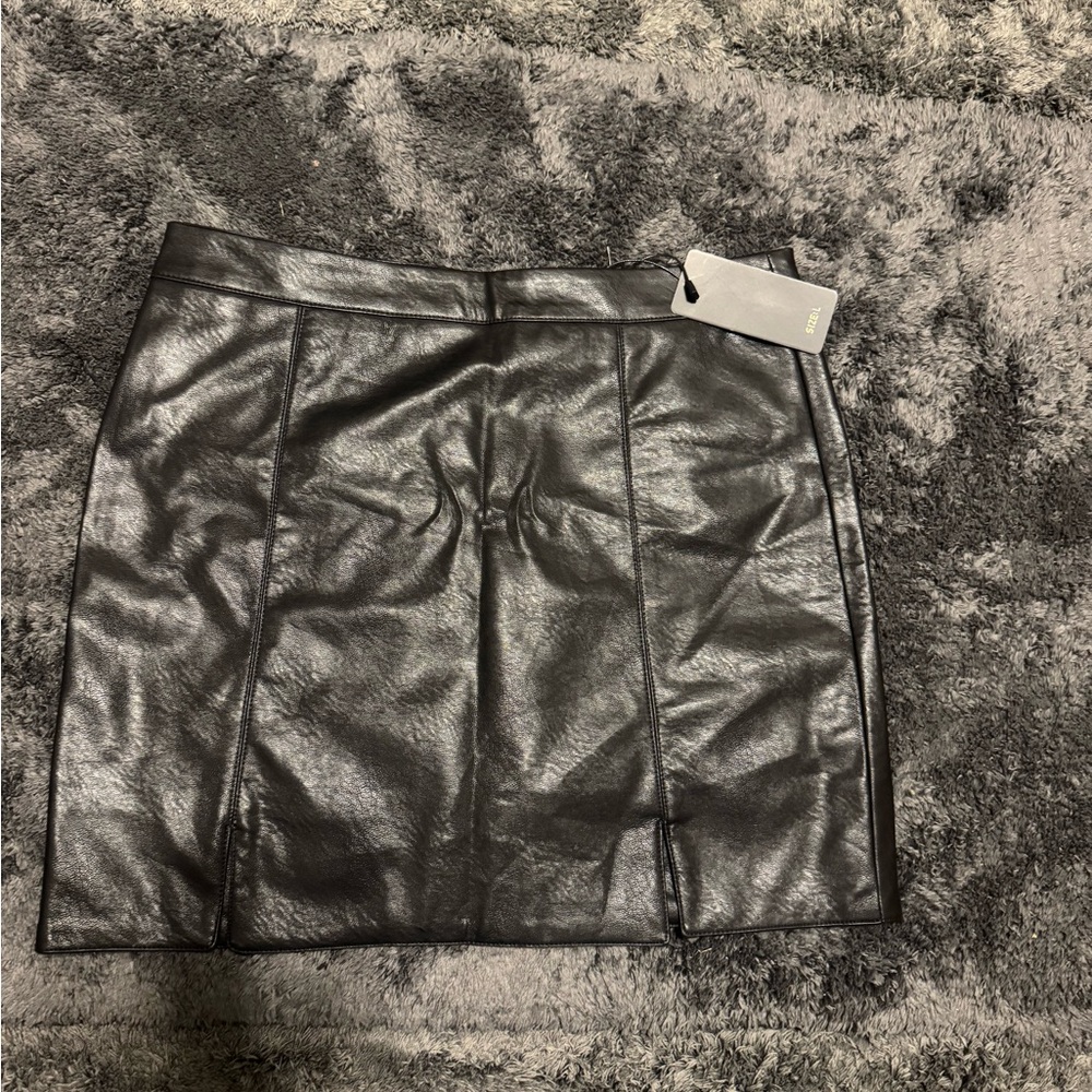 Black Faux Leather Skirt